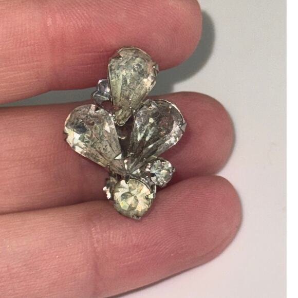 VTG Weiss ONE Clip On Rhinestone‎ Earring Silver Tone - Picture 5 of 7